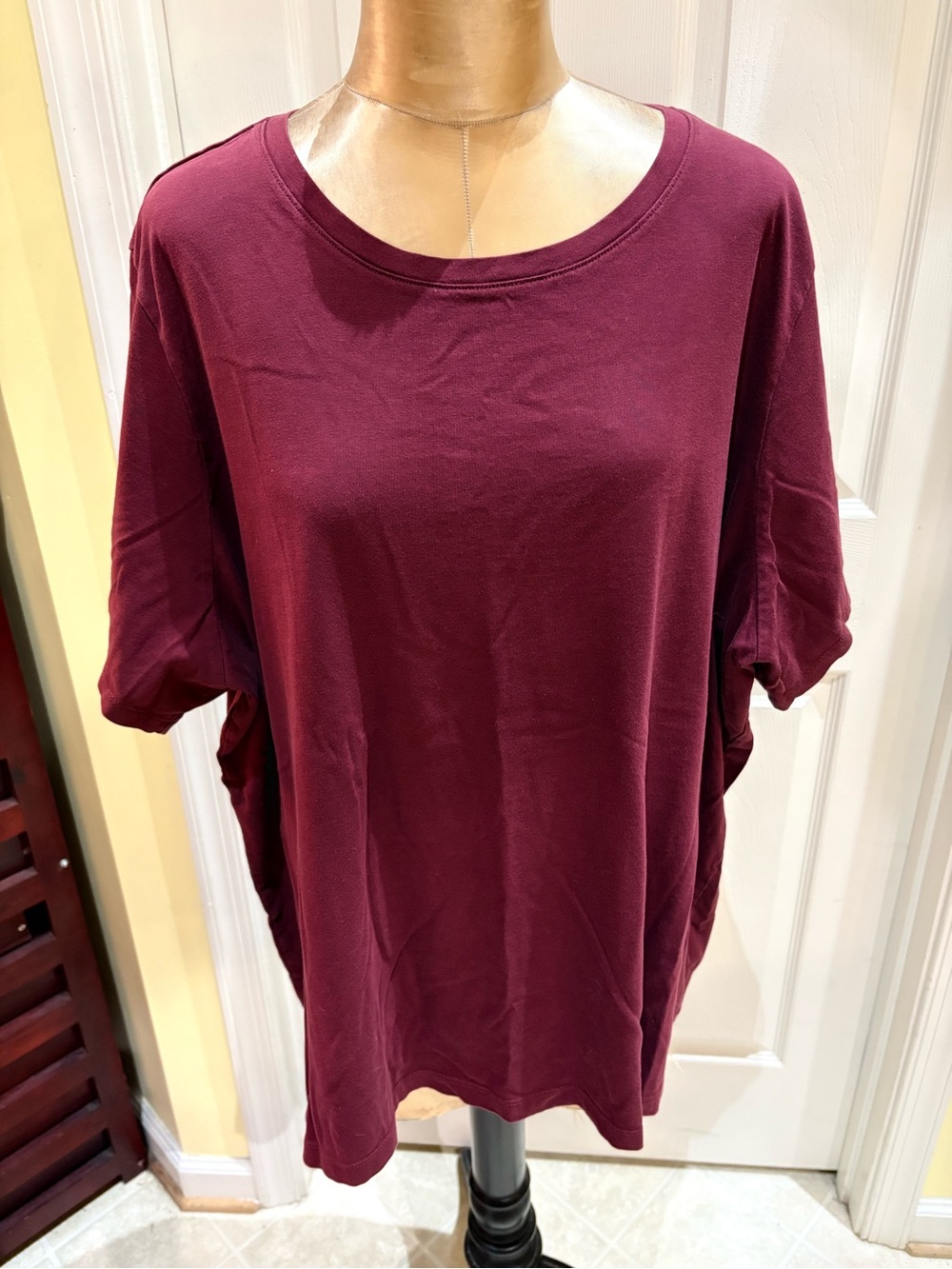 Land’s End Women’s 3X Wine Colored Crewneck Short Sleeve Top